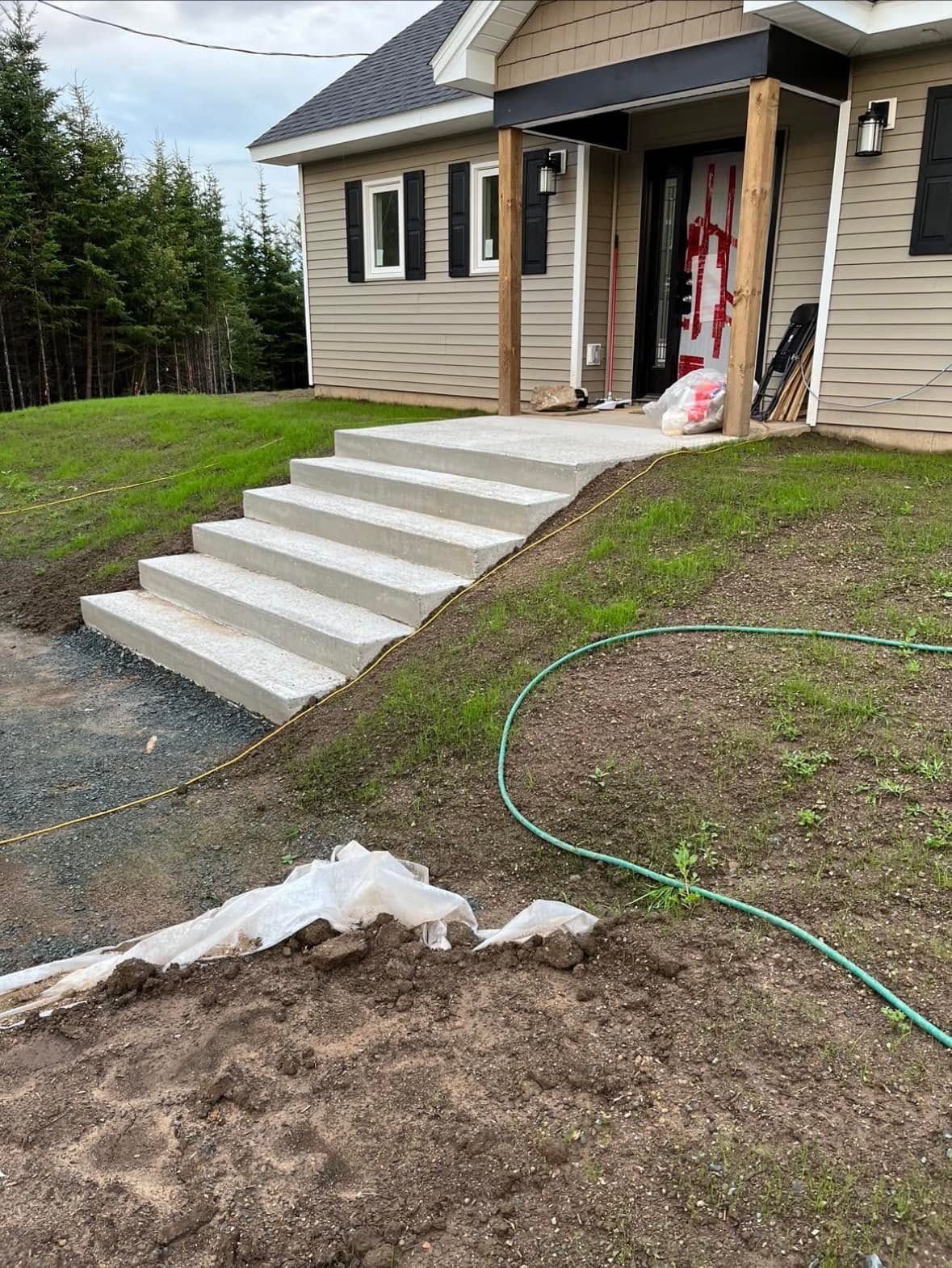 Finished concrete entrance stairs