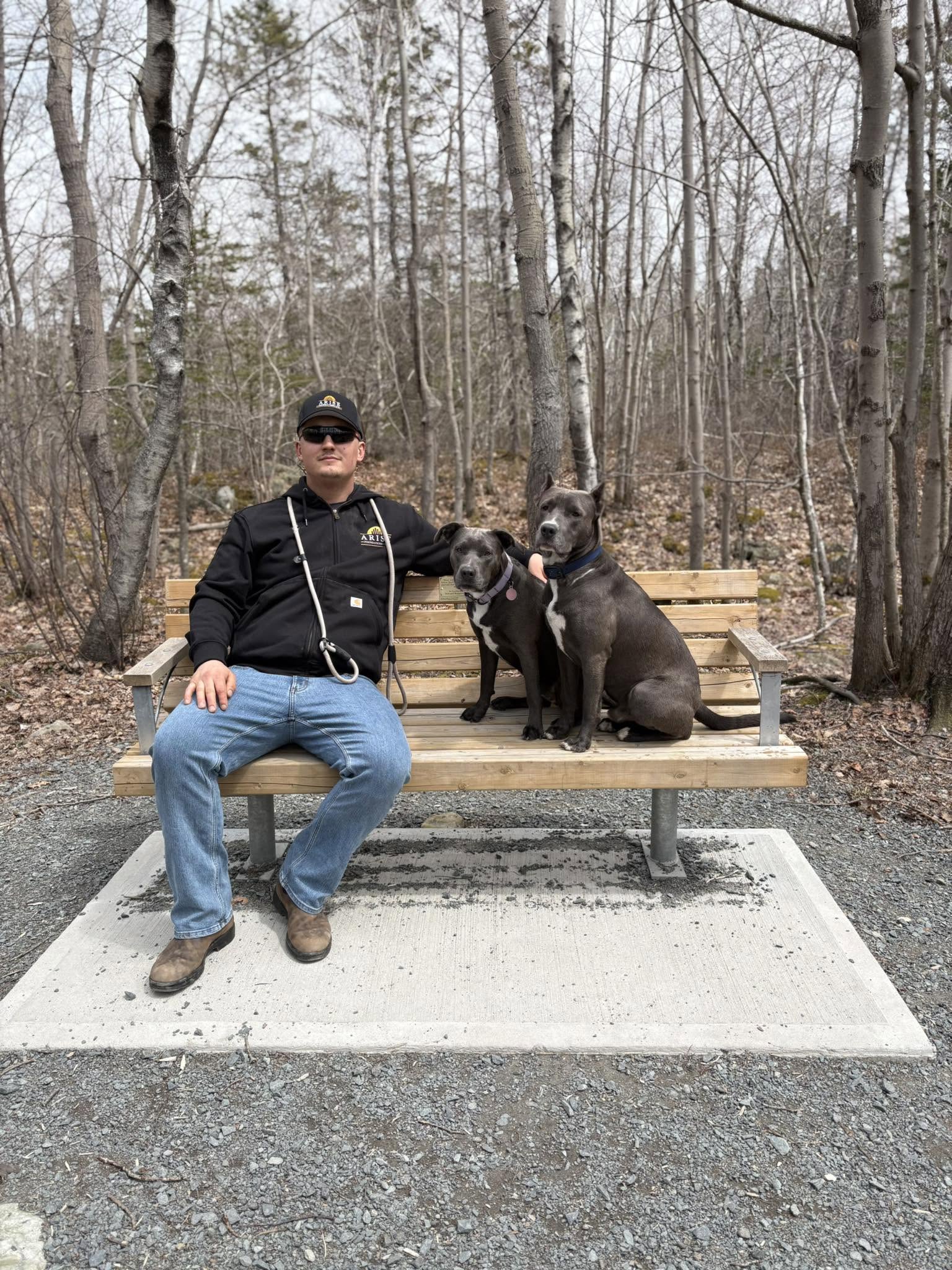 Duncan Forbes, owner of Arise Foundations, with his dogs Sabo and Lucy